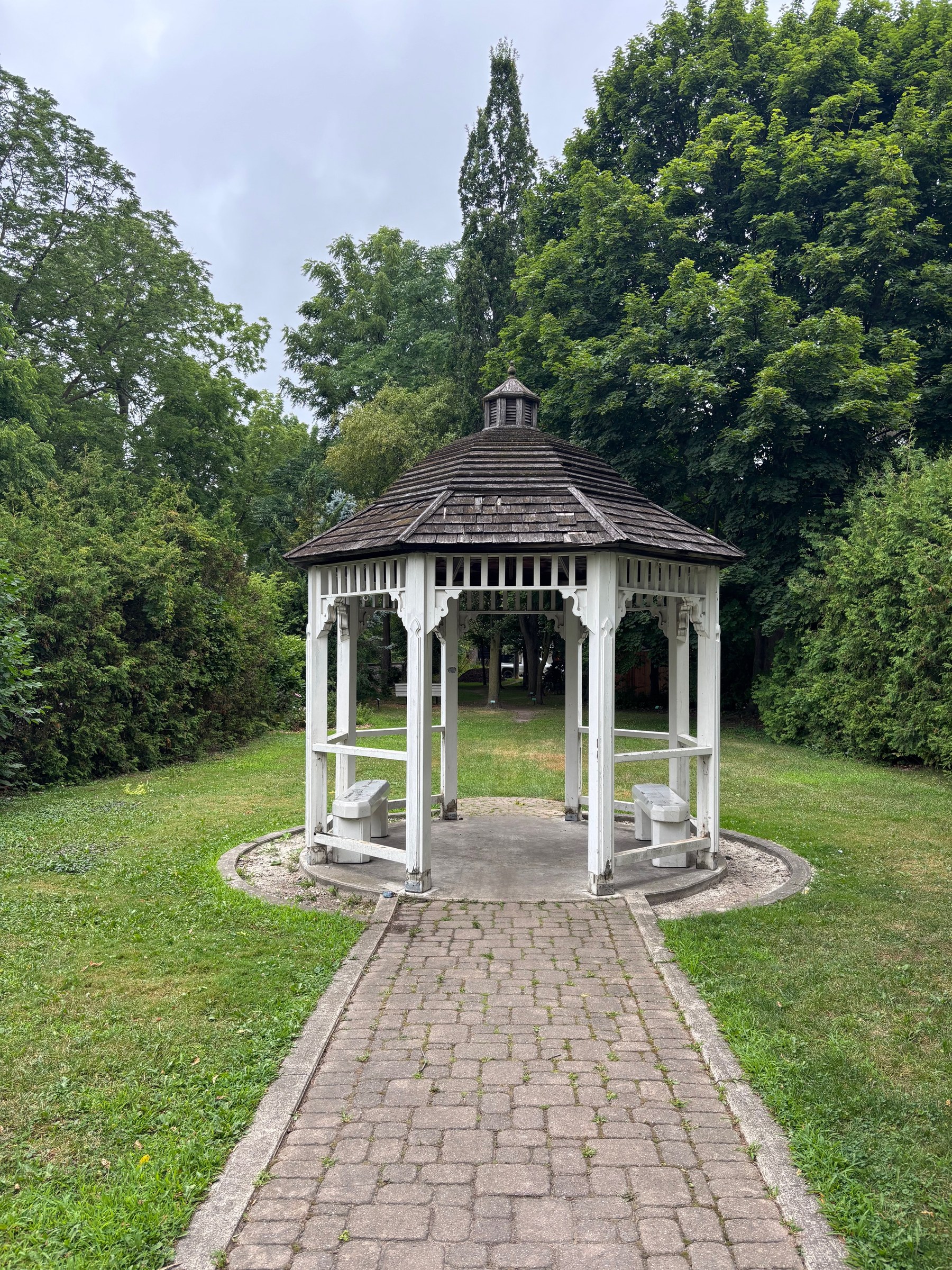 Gazebo before — failed cedar shingles