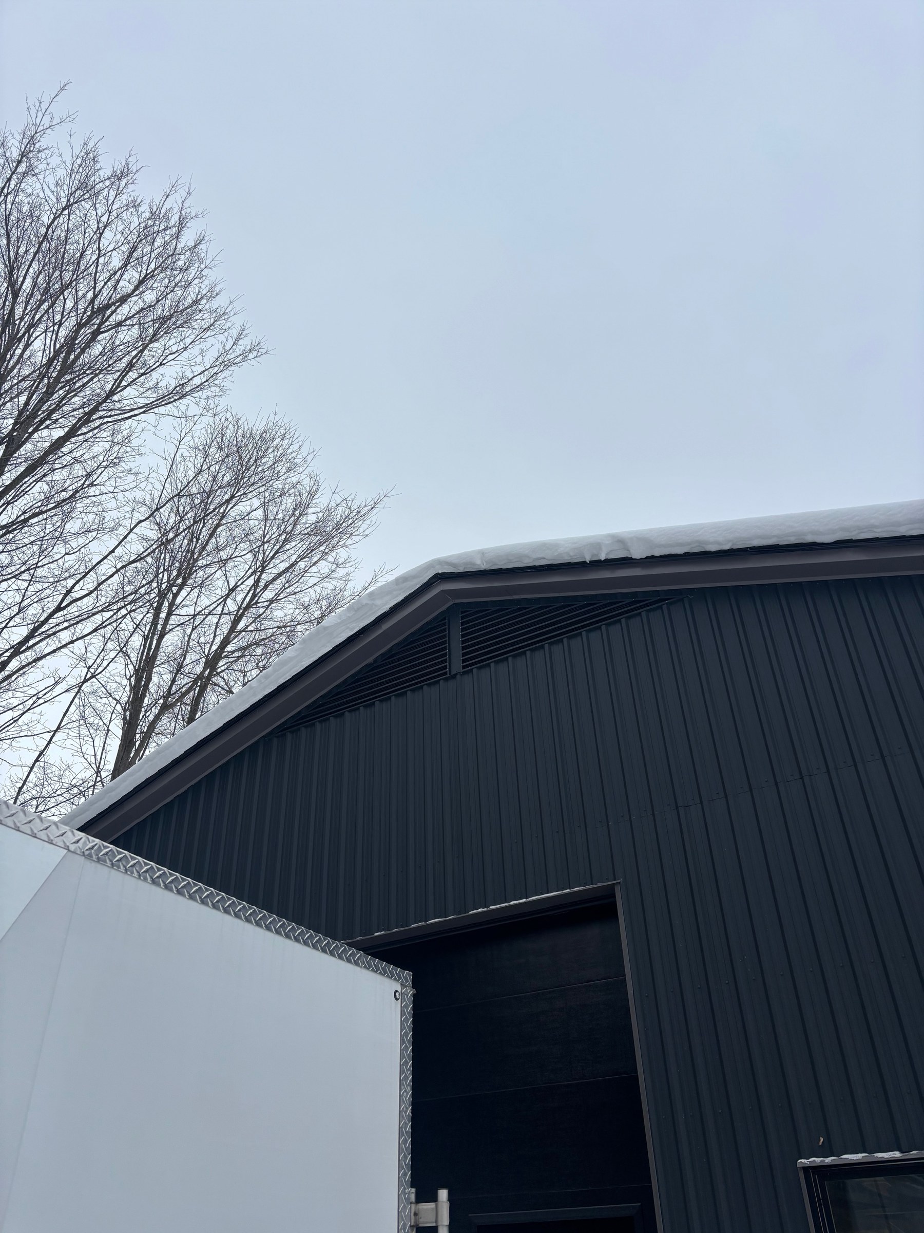 Washago barn — completed re-clad, eave and gable detail
